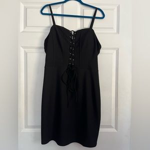 Trac Plus Size Black Lace Up Faux Corset Top Bodycon Dress Size 1XL